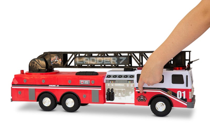Mighty Fleet Titans 29" Jumbo Toy Fire Truck â€“ Realistic Flashing Lights, Siren Sounds & Extendable Rotating Ladder â€“ Durable, Interactive Vehicle Toy for Kids Ages 3+ - Image 2